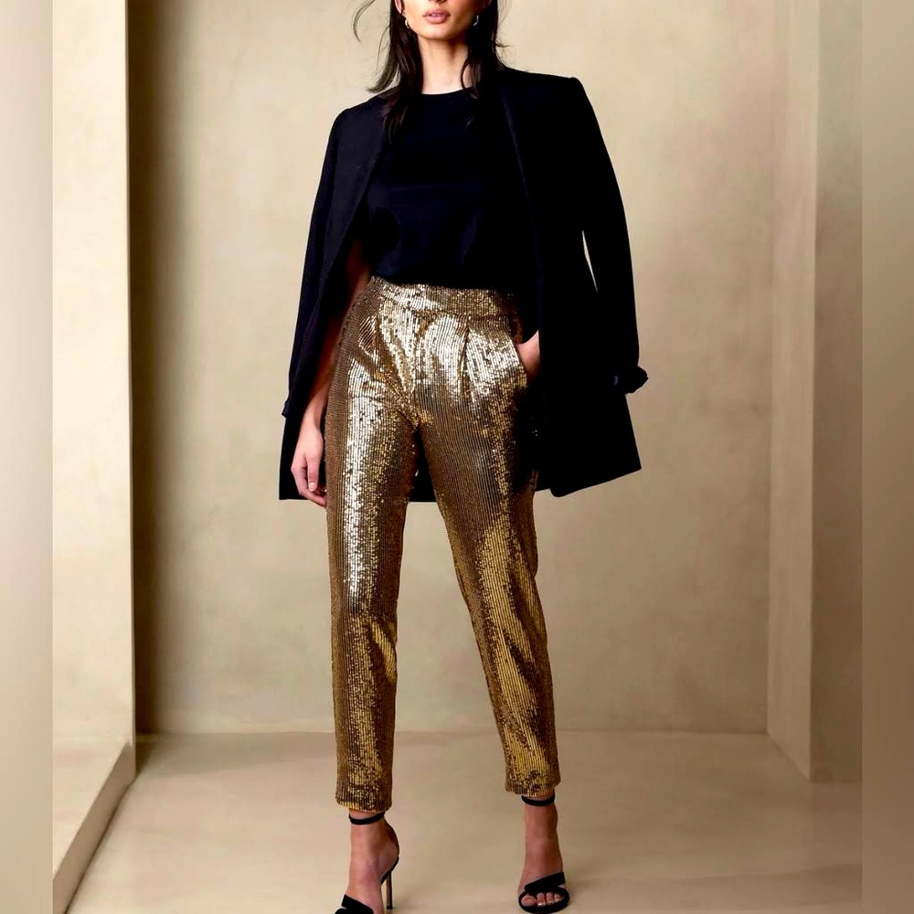 Banana Republic gold sequin pants